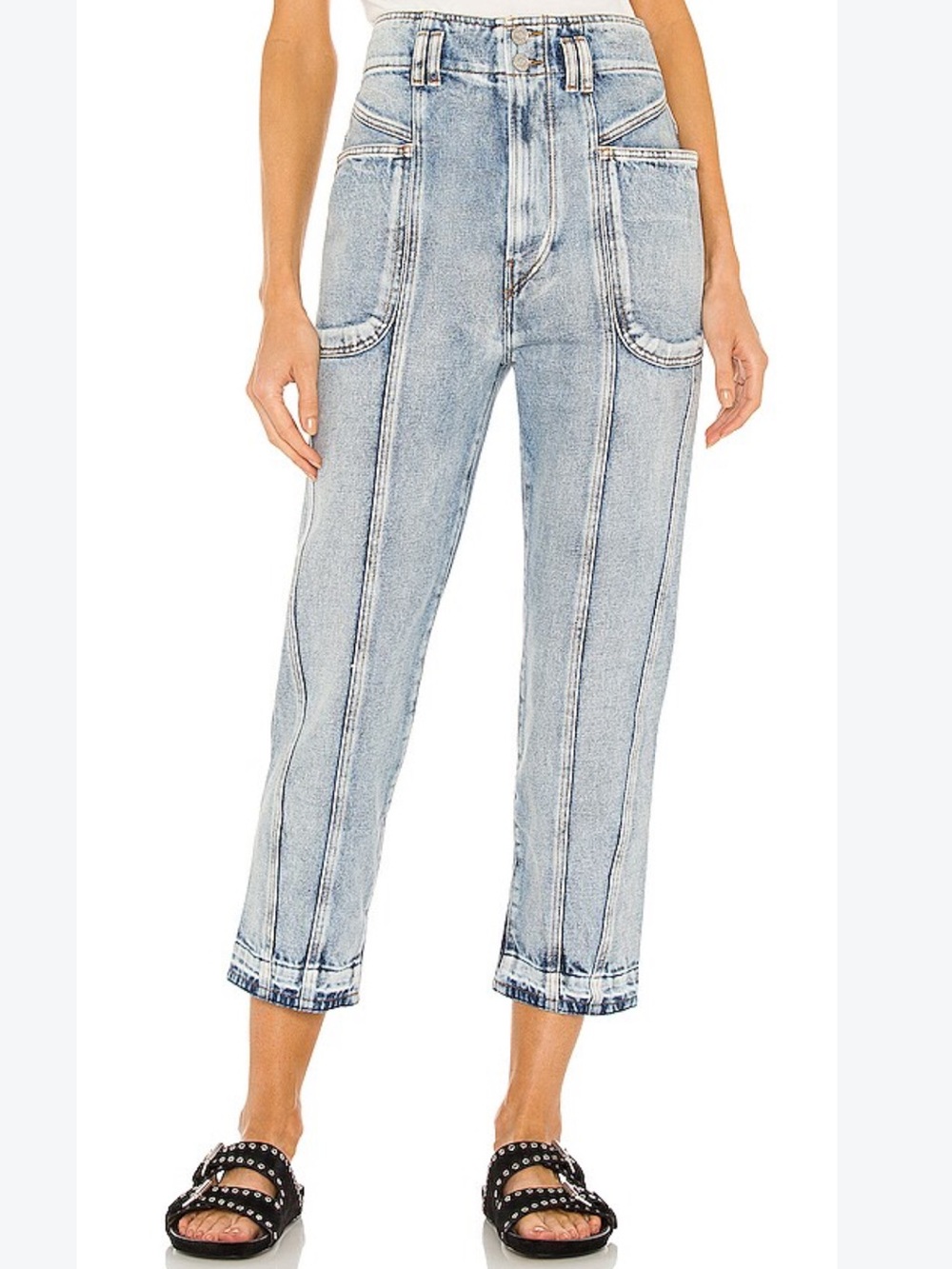 Isabel Marant Étoile Tucson High-Rise Tapered Jeans NWT Size 36 Light Wash
